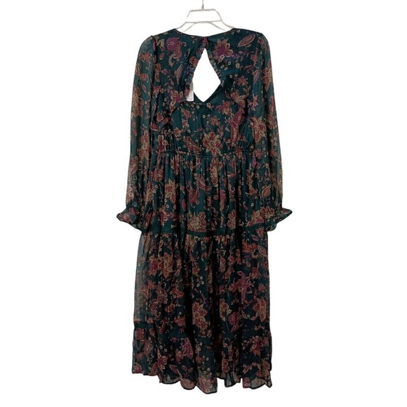 Band of the Free BOG Dress Small Run the World Pine Berry Boho Floral Flowy Midi - Picture 12 of 16